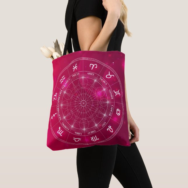 Modern Astrology Wheel zodiac gift Tote Bag (Close Up)