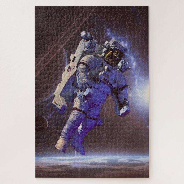 Modern Astronaut Digital Space Jigsaw Puzzle (Vertical)