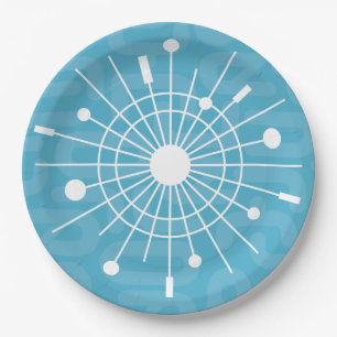 Modern Atomic Sputnik Snowflake Christmas MCM Paper Plate