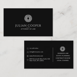 Modern Attorney At Law Black Business Card