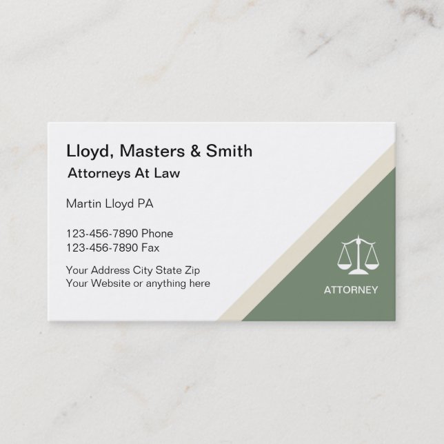 Modern Attorney Business Cards (Front)