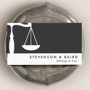 Modern Attorney Justice Scale Black and White Business Card