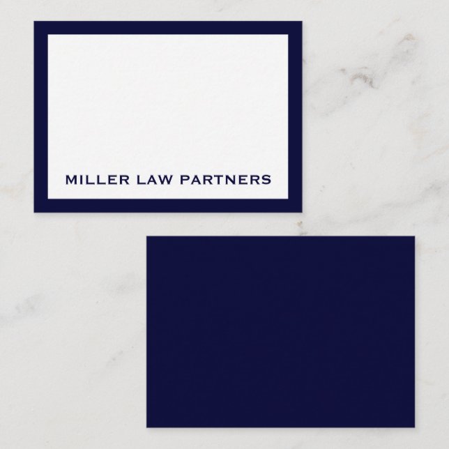 Modern Attorney Law Firm Flat Notecard in Navy  (Front/Back)