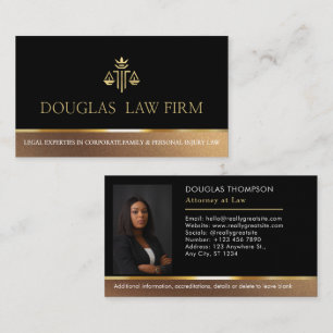 Modern Attorney Lawyer Law Firm Monogram Black Business Card