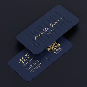 Modern Attorney Lawyer Law Firm Monogram Navy Blue Business Card