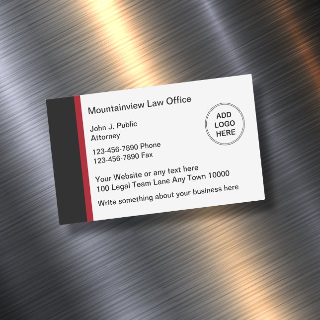 Modern Attorney Logo Template Magnetic Business Card (Creator Uploaded)