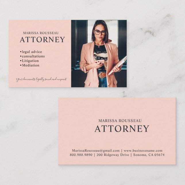 Modern Attorney Photo Professional Business Card (Front/Back)