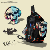 Modern attractive skull colourful stars Black