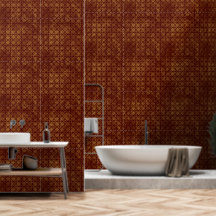 Modern Auburn and Faux Gold Abstract Geometric