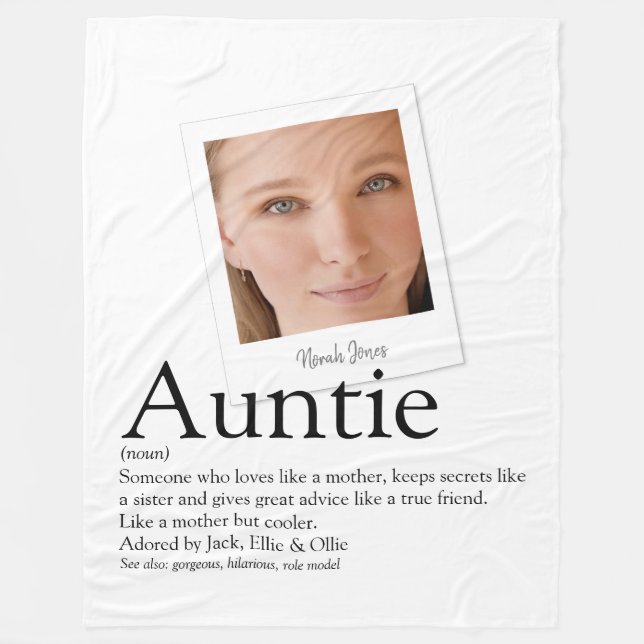 Modern Aunt Auntie Definition Photo Fleece Blanket (Front)