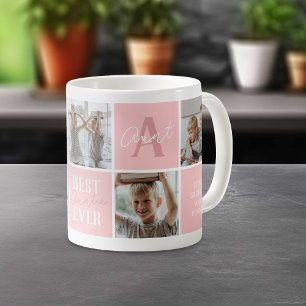 Modern Aunt Auntie Photo Collage Pink Coffee Mug