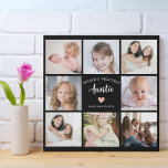 Modern Auntie Custom Photo Collage Pink Heart Faux Canvas Print<br><div class="desc">This 8-photo collage modern faux canva print features the heartfelt message, "World's greatest Auntie" and a beautiful pink heart. Ideal for a birthday or Christmas gift for your auntie, it can be personalised with pictures of your favourite nieces or nephews, transforming it into a cherished keepsake to be treasured for...</div>