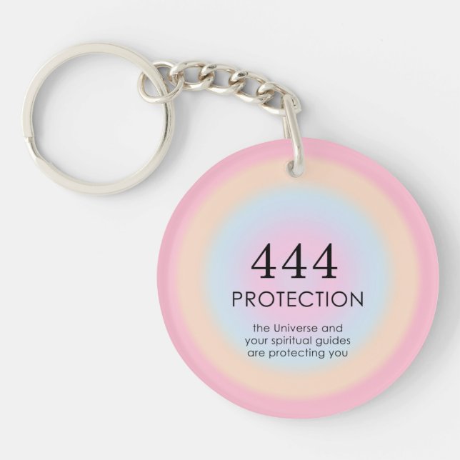 Modern Aura Angel Numbers Numerology 444     Key Ring (Front)