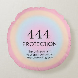 Modern Aura Angel Numbers Numerology 444 Round Cushion