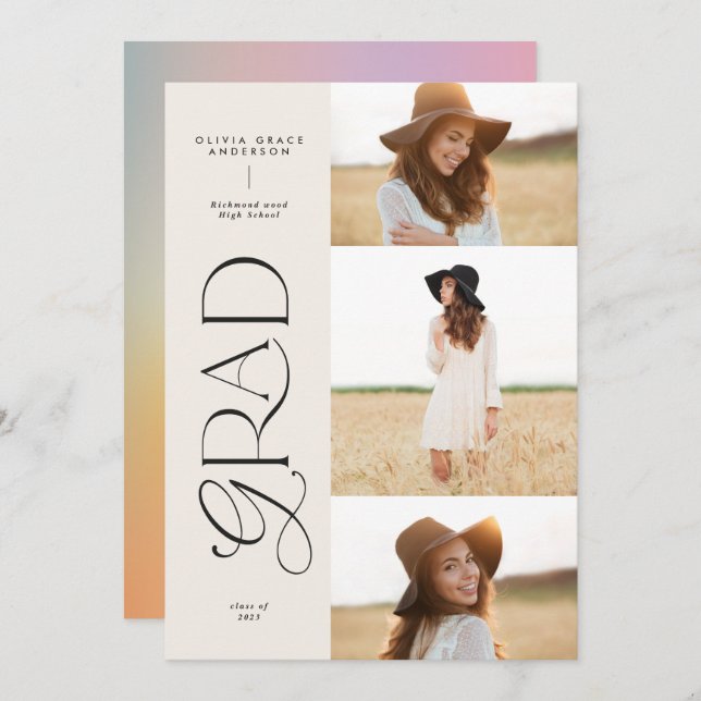 Modern aura pink colourful typography multi photo (Front/Back)