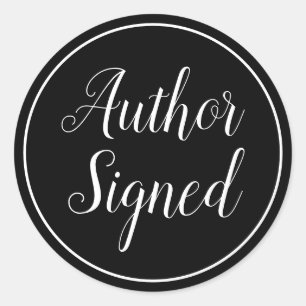Modern Author Signed Black and White Classic Round Sticker