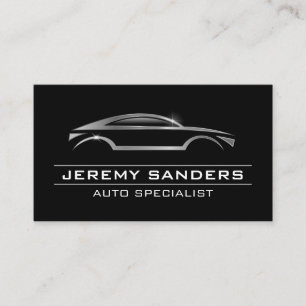 Modern Auto Car Logo Metallic Shine Business Card