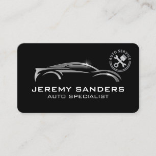 Modern Auto Car Logo   Wrench Piston Logo Business Card