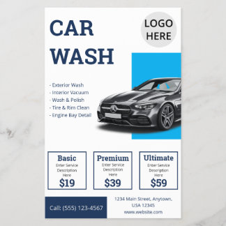 Modern Auto Detailing Blue Business Promotion Flyer