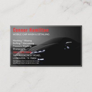 Modern Auto Detailing Car Wash Elegant Dark  Business Card