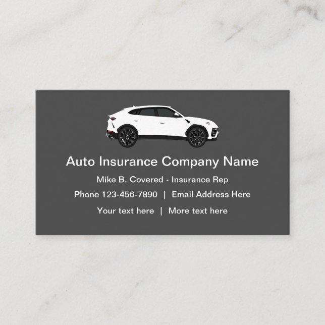 Modern Auto Insurance Rep Business Card (Front)