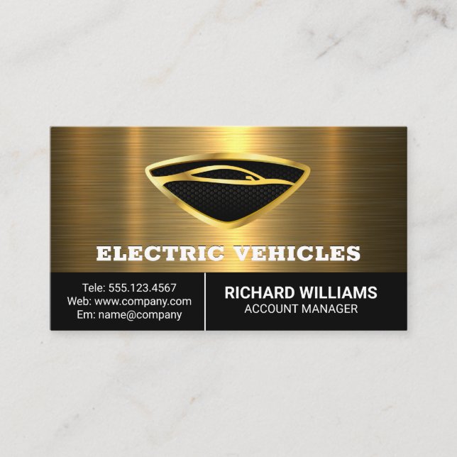 Modern Auto Logo | Gold Metallic Business Card (Front)