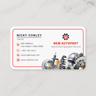 modern automotive part white business card