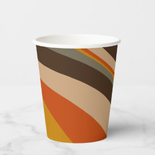 Modern Autumn Abstract Wavy Lines in Earth Tones Paper Cups