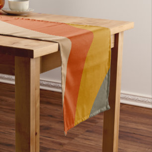 Modern Autumn Abstract Wavy Lines in Earth Tones  Short Table Runner