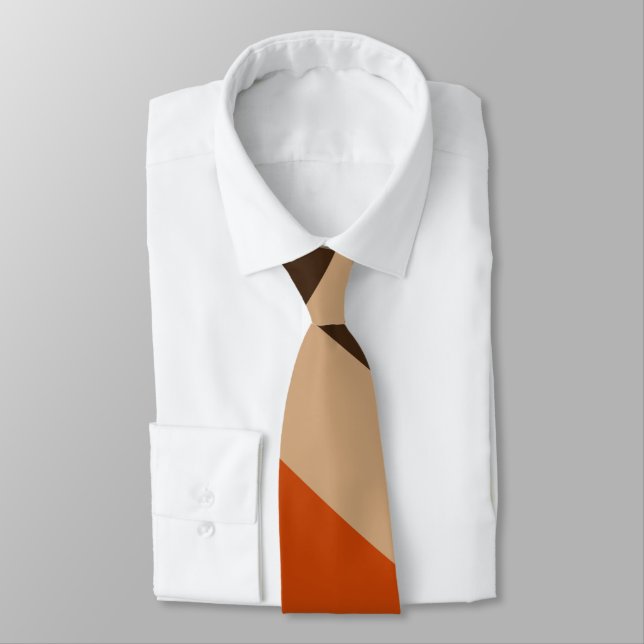 Modern Autumn Abstract Wavy Lines in Earth Tones   Tie (Tied)