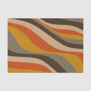 Modern Autumn Abstract Wavy Lines in Earth Tones  Tissue Paper