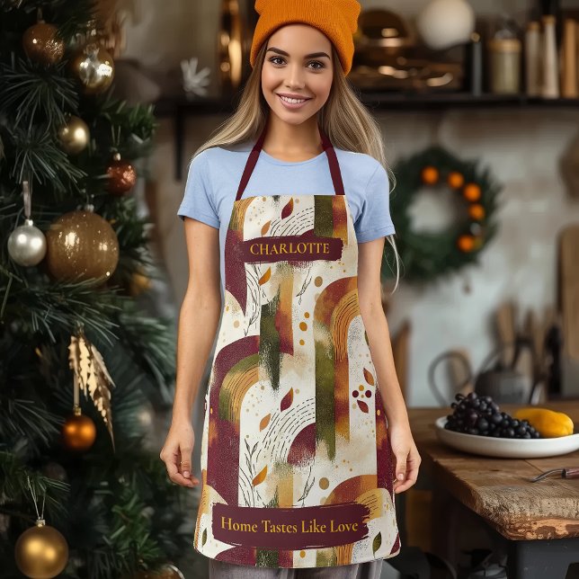 Modern Autumn Arch Pattern Apron with Custom Name (Creator Uploaded)