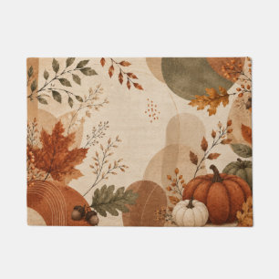 Modern Autumn Botanical Pumpkins Doormat
