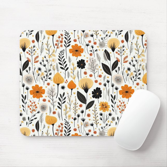 Modern Autumn Fall Boho Botanical Floral  Mouse Pad (With Mouse)