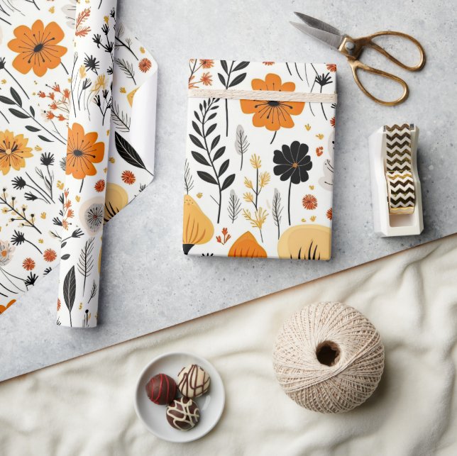 Modern Autumn Fall Boho Botanical Floral  Wrapping Paper (Crafts)