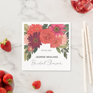 Modern  Autumn Floral Bridal Shower Thank You Napkin