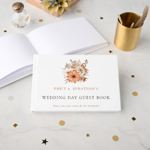 Modern Autumn Florals Foliage Wedding Day Guest Book