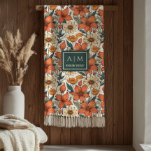 Modern Autumn Flowers Sage Pastel Olive Rusty