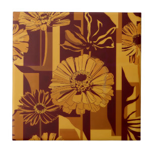 Modern Autumn Geometric Floral Pattern Ceramic Tile