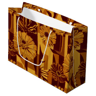 Modern Autumn Geometric Floral Pattern Large Gift Bag