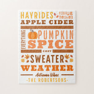 Modern Autumn Inspired Fall Vibes Personalized Jigsaw Puzzle