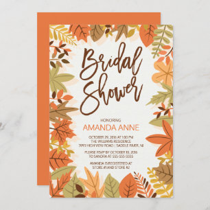Modern Autumn Leaves Bridal Shower Invitation