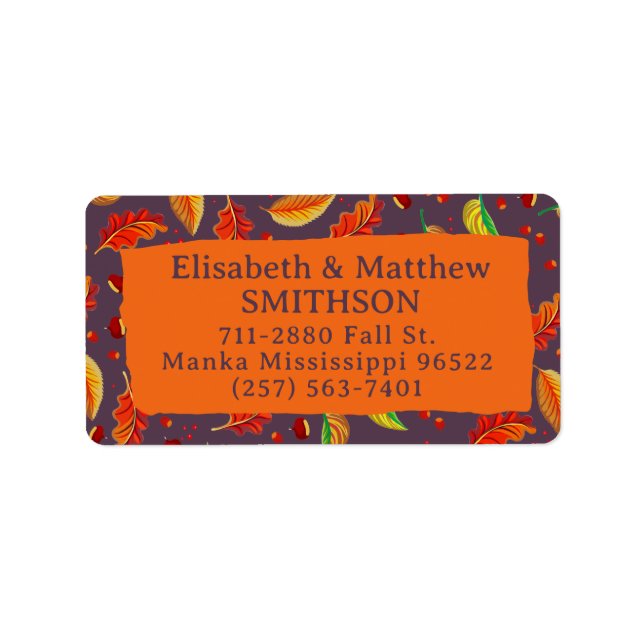   Modern Autumn Leaves Chestnuts Fall Thanksgiving Label (Front)