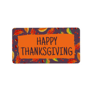 Modern Autumn Leaves Chestnuts Fall Thanksgiving Label