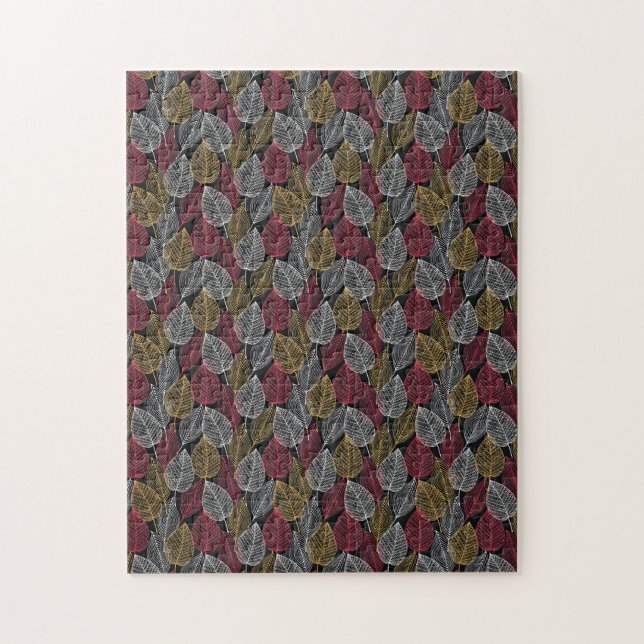 Modern Autumn Leaves Lace Pattern Jigsaw Puzzle (Vertical)