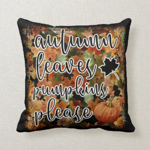 Modern Autumn Pumpkin Leaves Cotton 16"X16 Cushion
