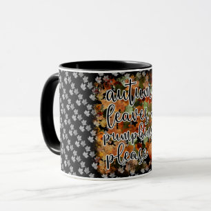 Modern Autumn Pumpkin Leaves Mug
