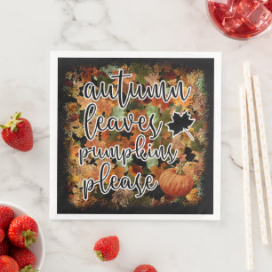 Modern Autumn Pumpkin Leaves Napkin
