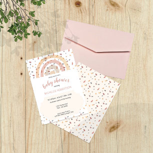Modern Autumn Rainbow Blush Pattern Invitation