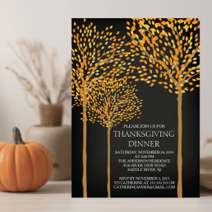 Modern Autumn Trees Thanksgiving Invitation